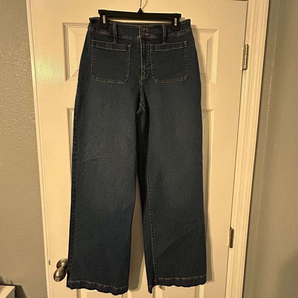 INC International Concepts Dark Blue High-Rise Wide-Leg Jeans